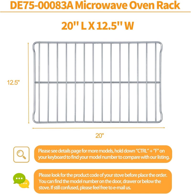 atgestore Upgraded DE75-00083A Microwave Oven Rack Replacement 20 x12.5 IN for Samsung Oven Parts 304 Stainless Steel Range Stove Rack Shelf ME18H704SFG ME20H705MSS Samsung Microwave Oven Wire Rack - Image 2